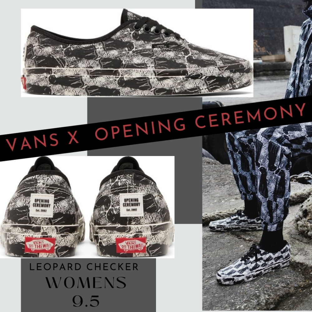 Vans x Opening Ceremony Authentic Leopard Checker Black White Women's Size 9.5